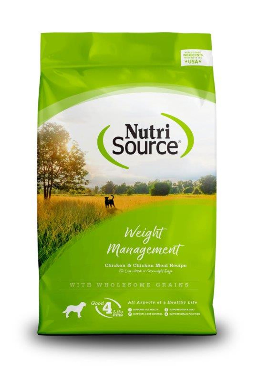 NutriSource Weight Management Chicken and Chicken Meal Dog Food， 18 Lb.