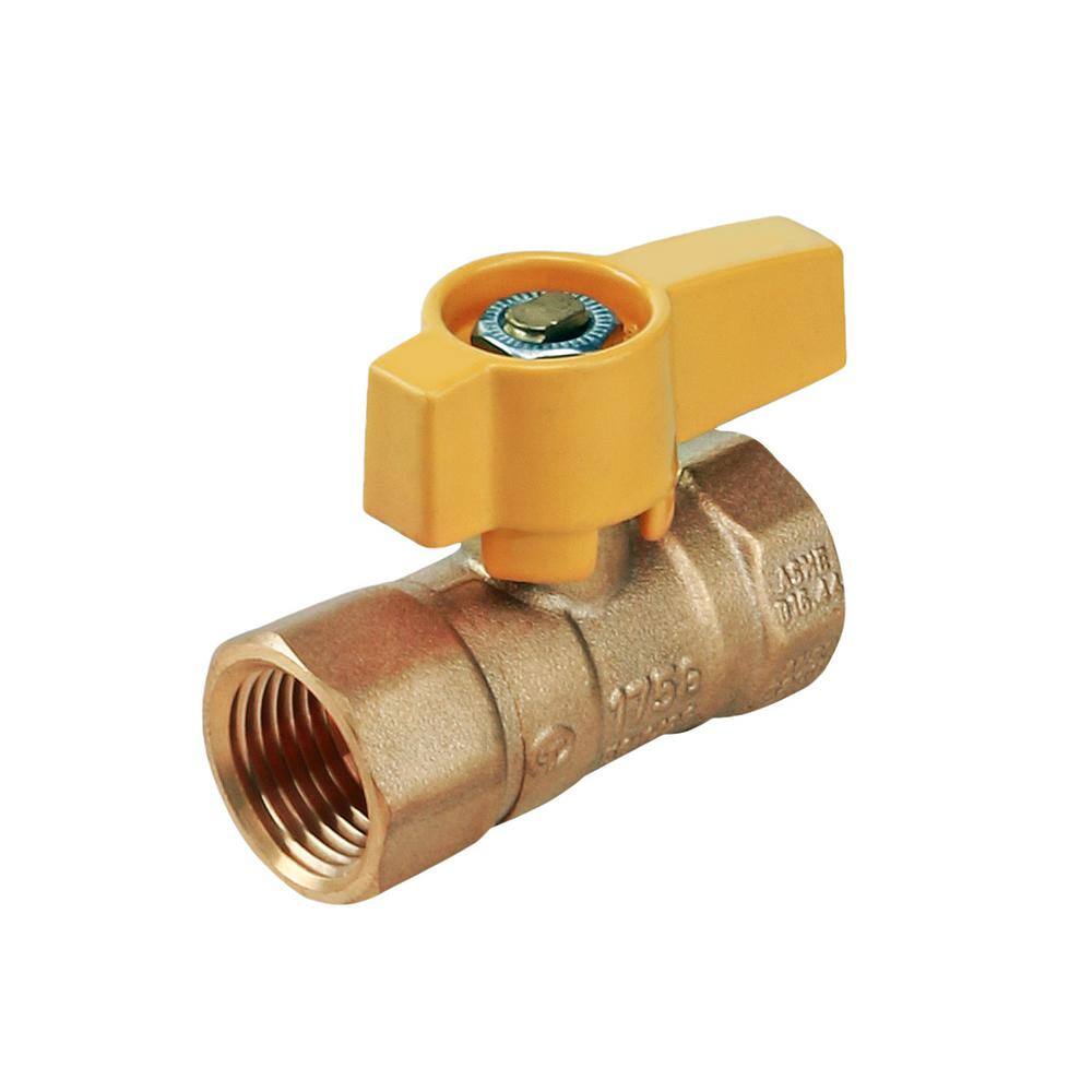 The Plumber's Choice 12 in. Brass FIP Gas Ball Valve with Yellow Aluminum Alloy Handle FIPY12