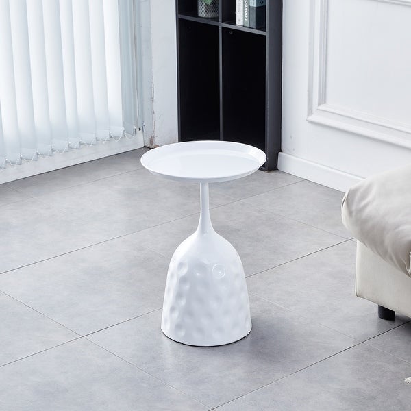 Wine Cup Metal Side Table， Small Sofa Table， Round White Nightstand