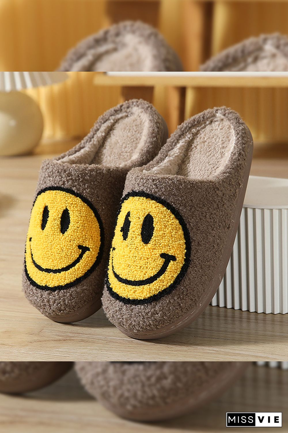 Smile Unisex Fluffy Slippers