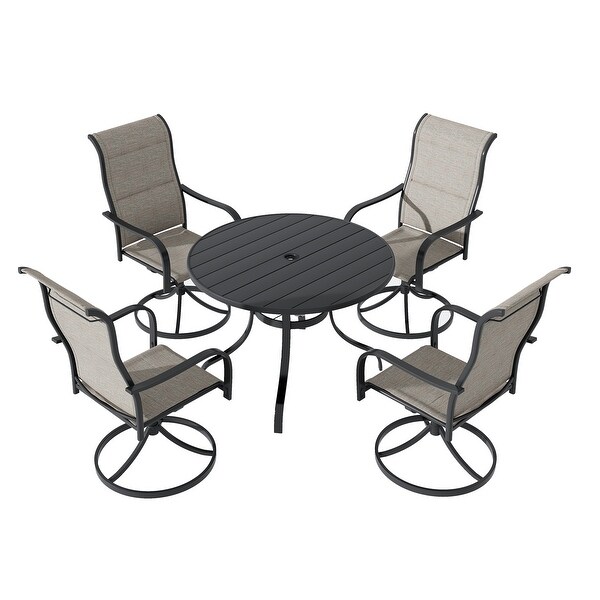 5 Pieces Dining Set with Swivel Textlene Chairs