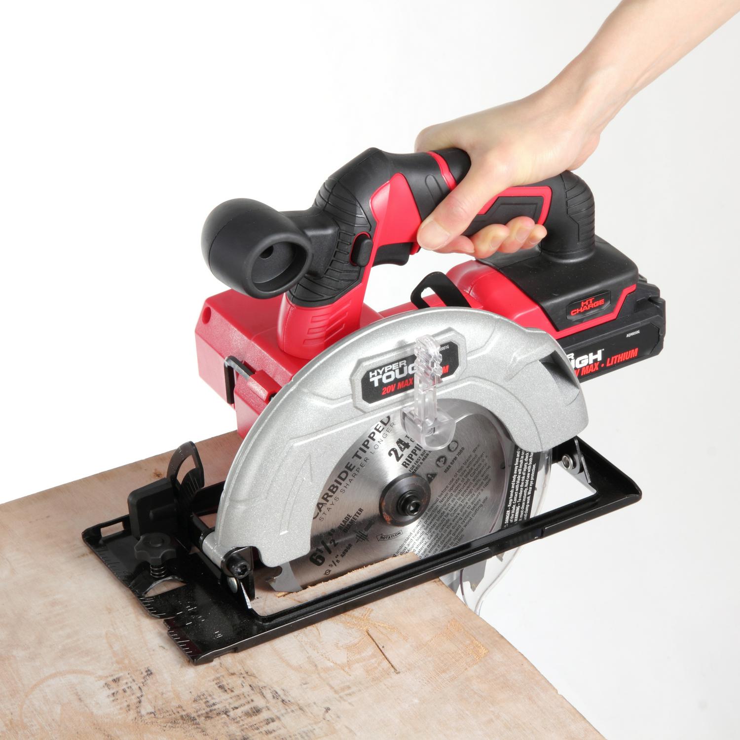 HyperTough 20V Lithium-ion 6-1/2 inch Circular Power Saw， Cordless， AQ80022G