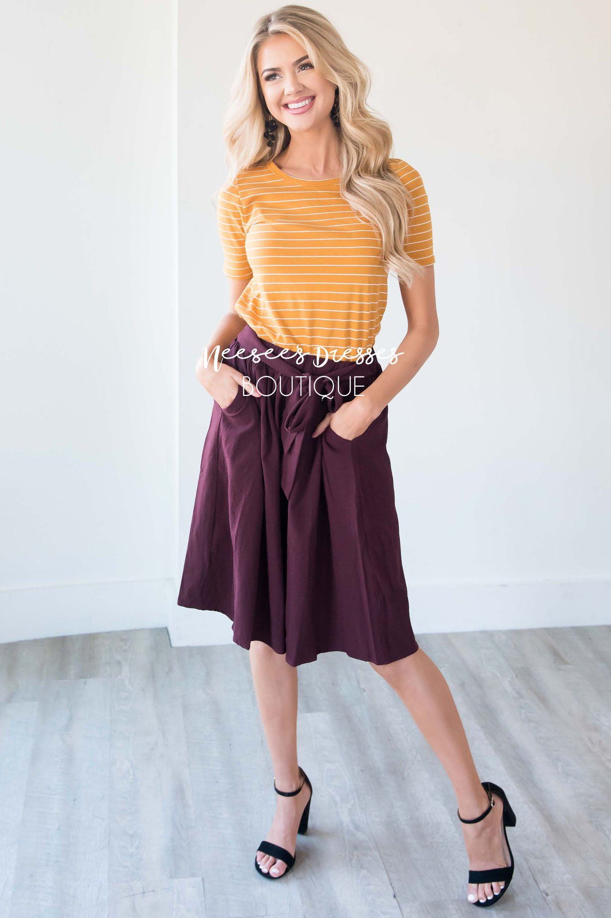 Merlot Tie Waist Skirt