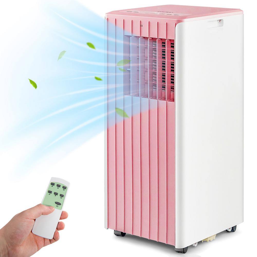 Costway 10000 BTU Portable Air Conditioner AC Unit 3-in-1 Cools 350 Sq. Ft. with Dehumidifier Remote in Pink FP10347US-PI