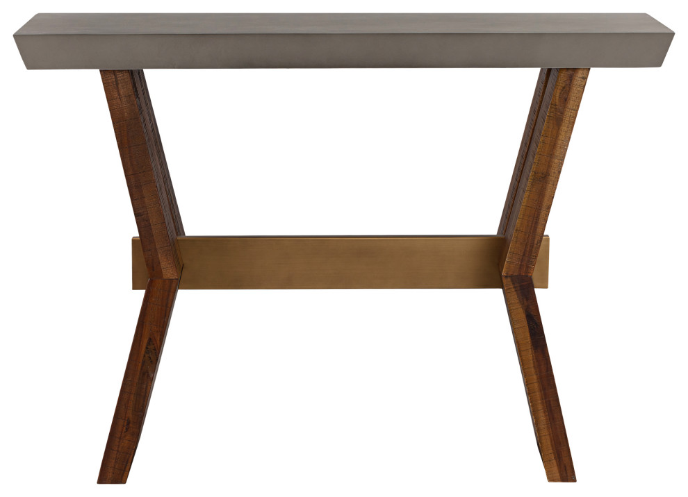 Picadilly Rectangle Console Table in Acacia Wood and Concrete   Industrial   Console Tables   by Armen Living  Houzz