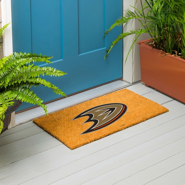 Evergreennhlanaheim Ducks Logo Natural Coir 28 X 16 Inches Indoor Outdoor Doormat