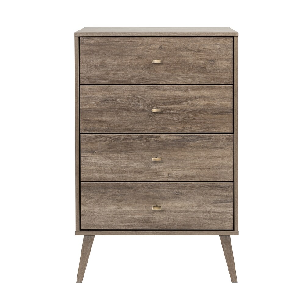 Prepac Milo Mid Century Modern 4 Drawer Chest of Drawers  Contemporary Bedroom Furniture  Small Dresser for Bedroom