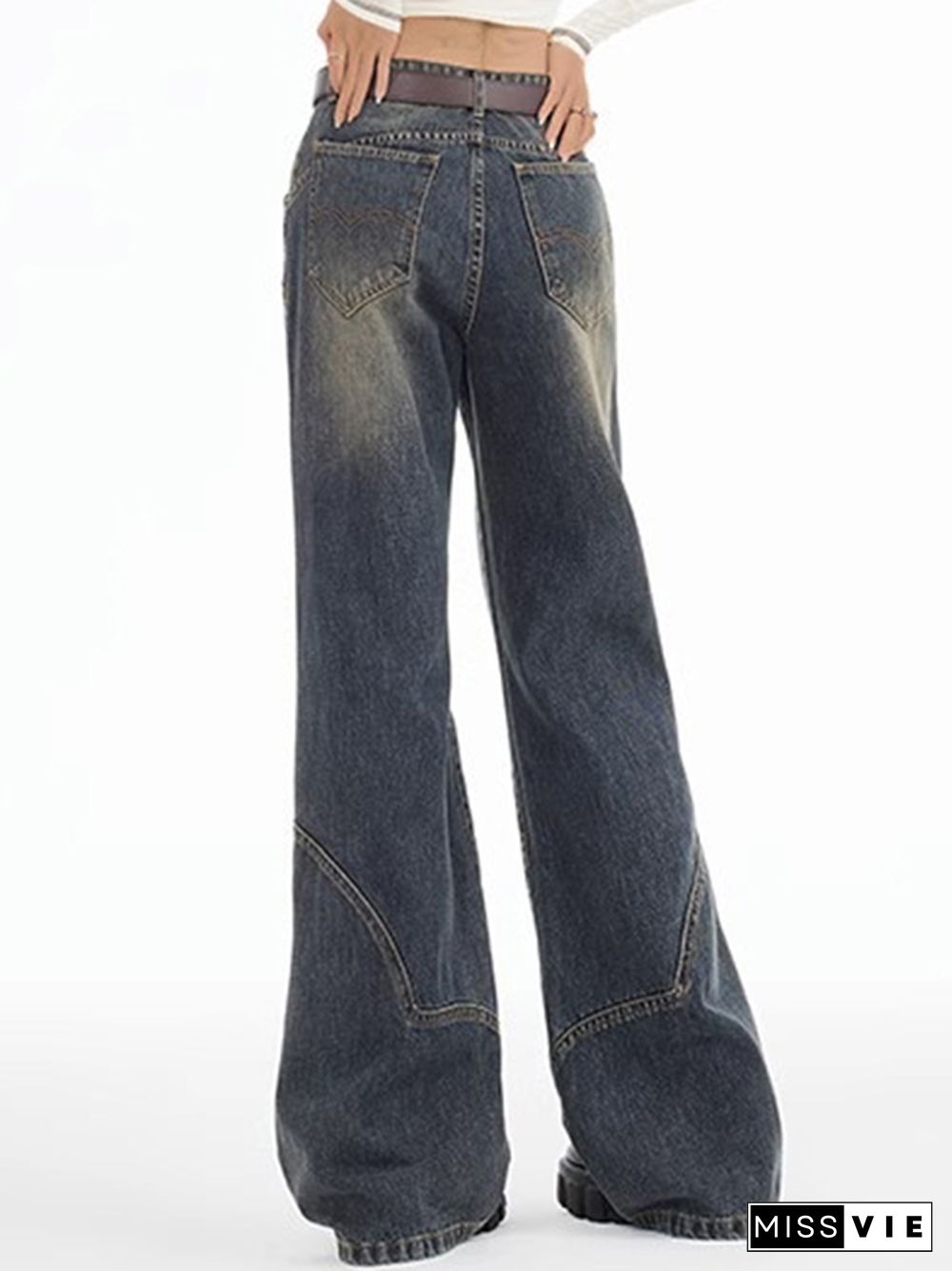 Wash High Rise Splice Boyfriend Jeans