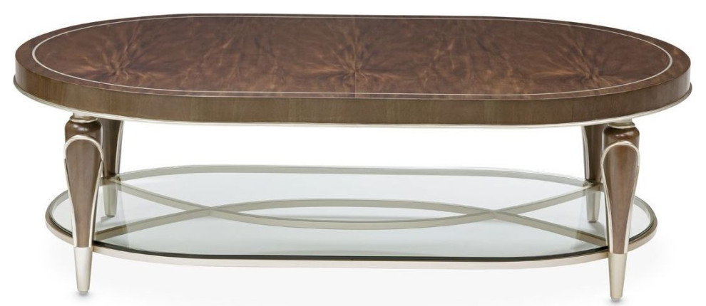 AICO Michael Amini Villa Cherie Oval Cocktail Table Hazelnut   Traditional   Coffee Tables   by Unlimited Furniture Group  Houzz