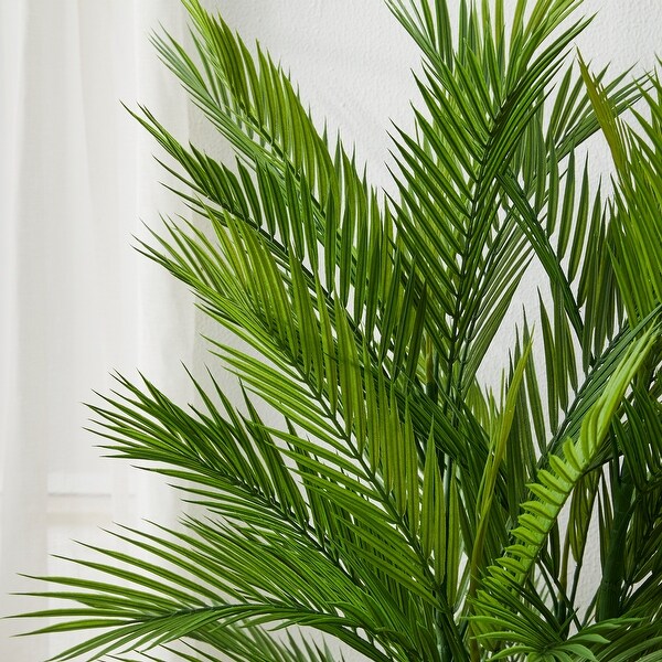 Glitzhome 60H Real Touch Fronds Artificial Palm Tree With Black Pot