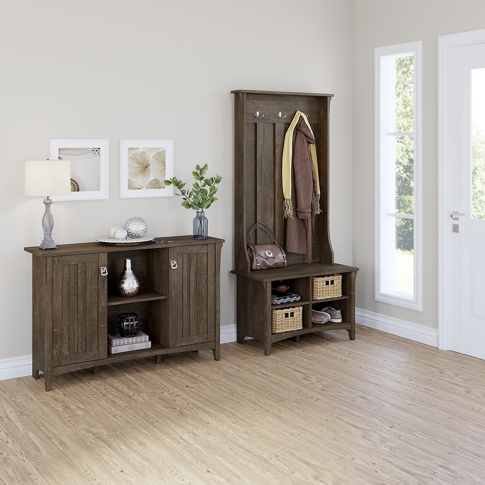 Salinas Storage Cabinet and Hall Tree Shoe Bench Set by Bush Furniture