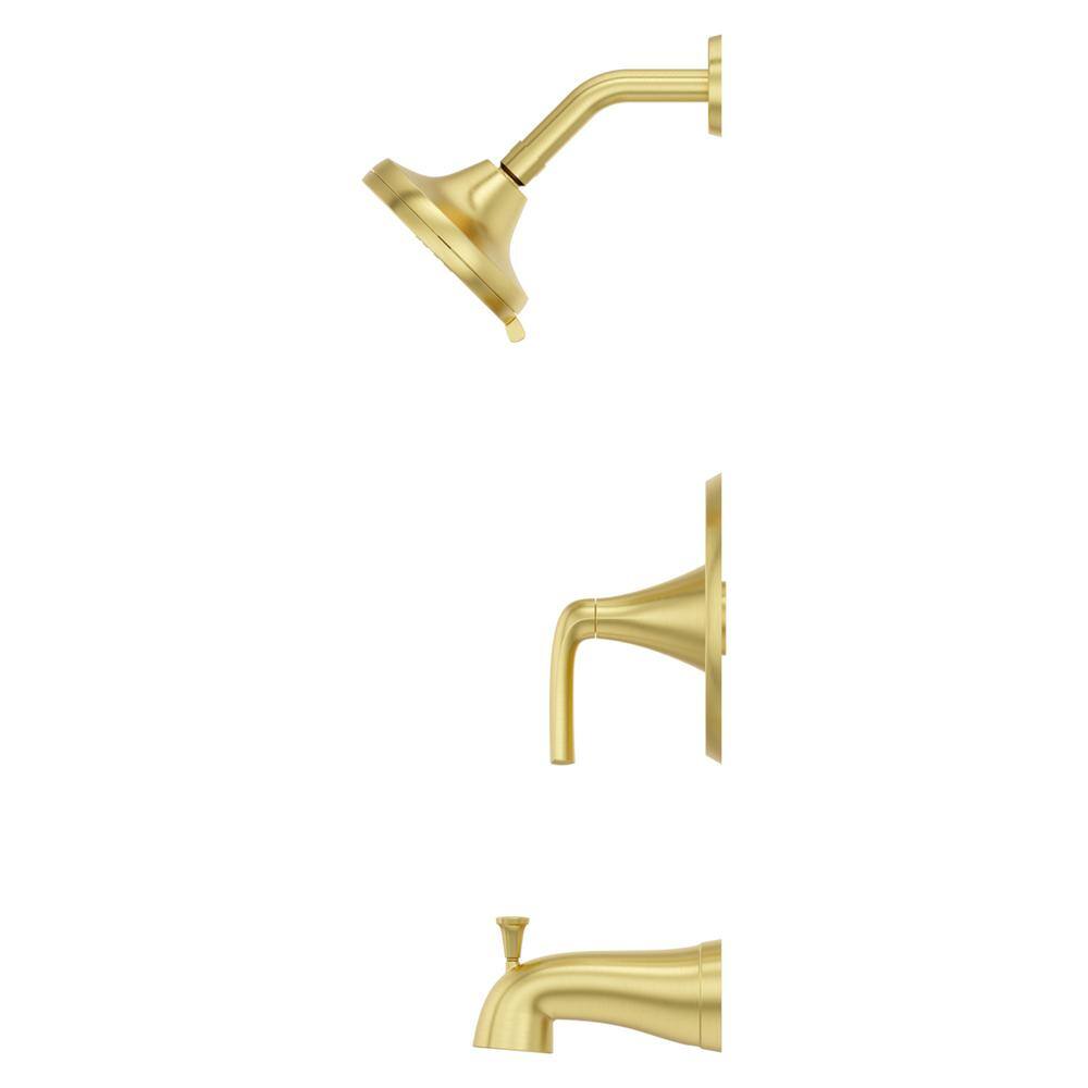 Pfister Ladera Single Handle 3-Spray Tub and Shower Faucet 1.8 GPM in. Brushed Gold (Valve Included) 8P8-WS2-LRSBG