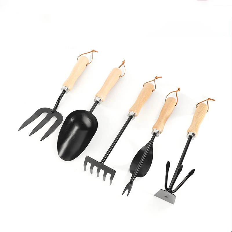 New Gardening Tools Wooden Handle Five Piece Set Of Garden Supplies Potted Tools Household Garden Tools