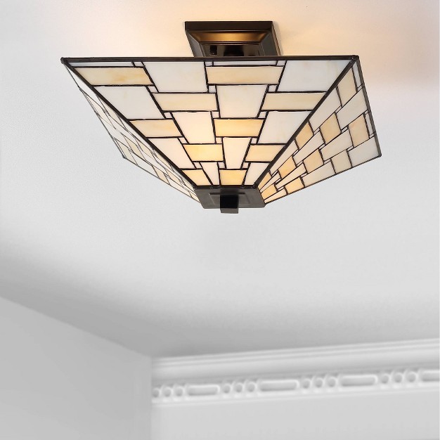 Glass metal Jason  Style Semi Flush Mount includes Energy Efficient Light Bulb White Jonathan Y