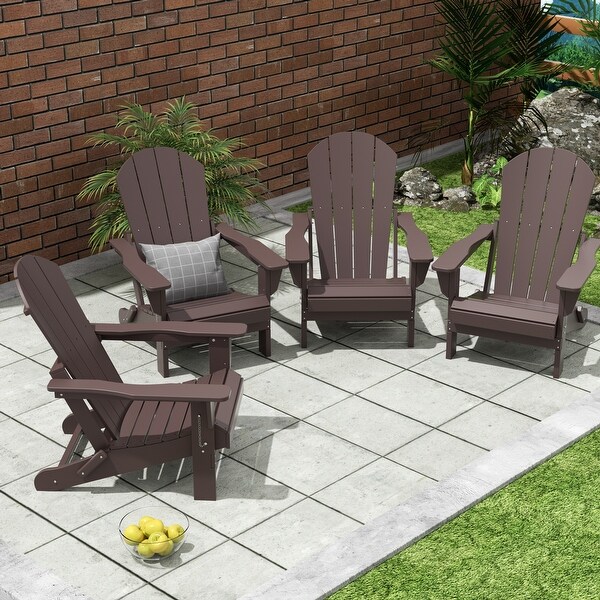 Polytrends Laguna Weather Resistant Outdoor Patio Folding Adirondack Chairs (Set of 4)