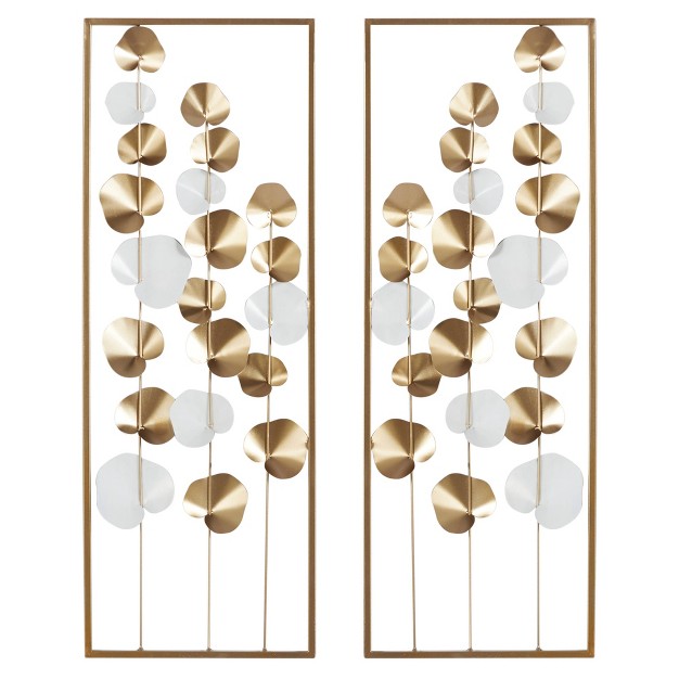 2pc Modern Leaf Ornamental Wall Decor Gold Olivia amp May