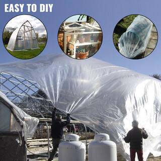 VEVOR Greenhouse Film 16 ft. x 28 ft. 6 ml Polyethylene UV Resistant Greenhouse Clear Plastic for Agriculture PEWSM1628FT000001V0