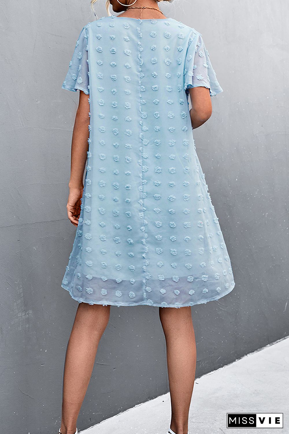 Jacquard Tie V-neck Short Sleeve Dress Wholesale