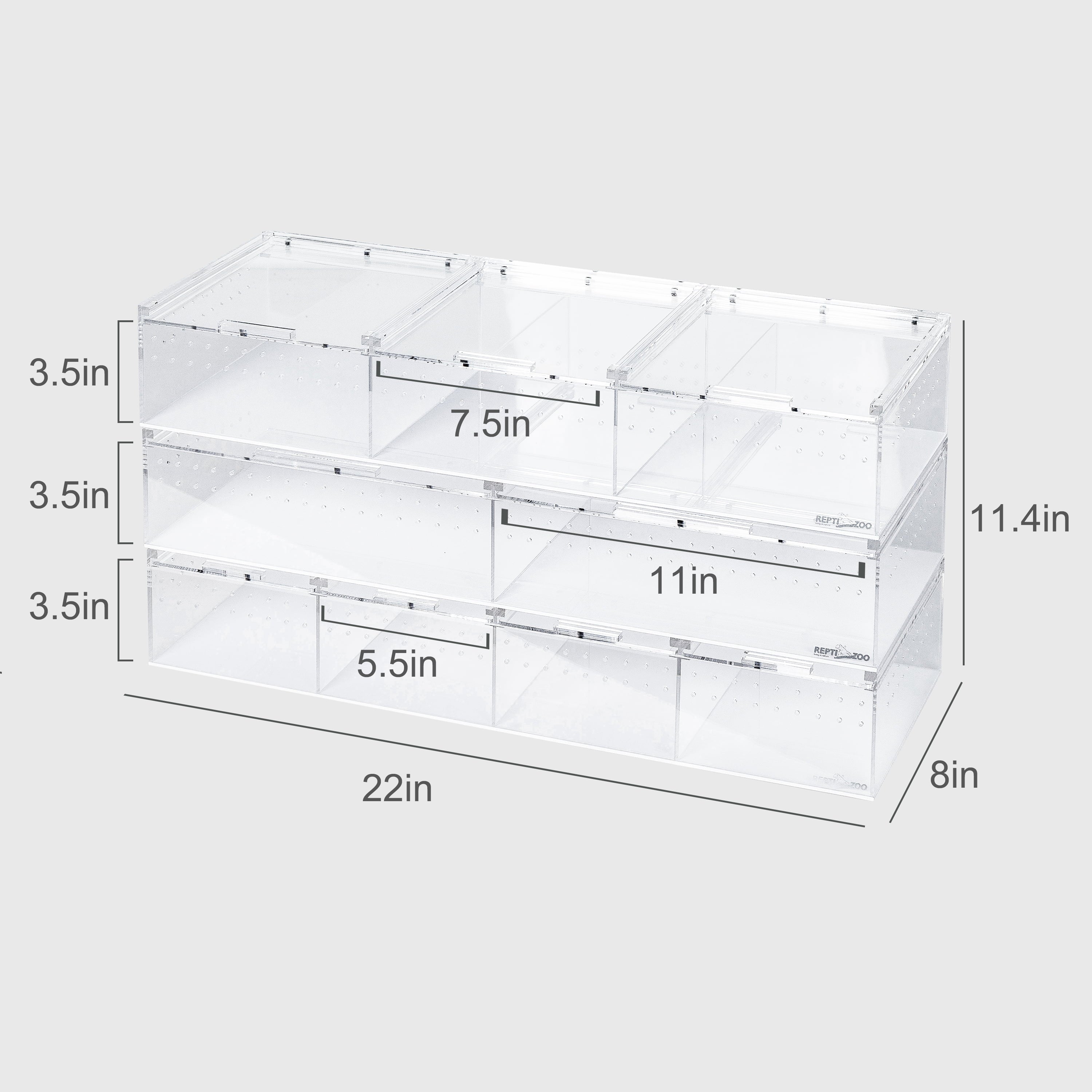 REPTIZOO 3-Pack Compact Acrylic Breeding Case with Divider for Spider