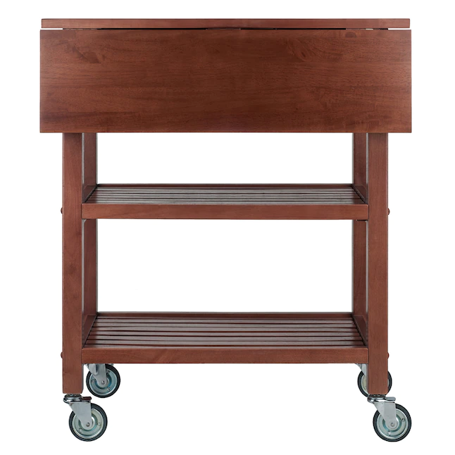 Winsome Wood Brown Wood Base with Wood Top Rolling Kitchen Cart (16.66-in x 28.27-in x 33.07-in)