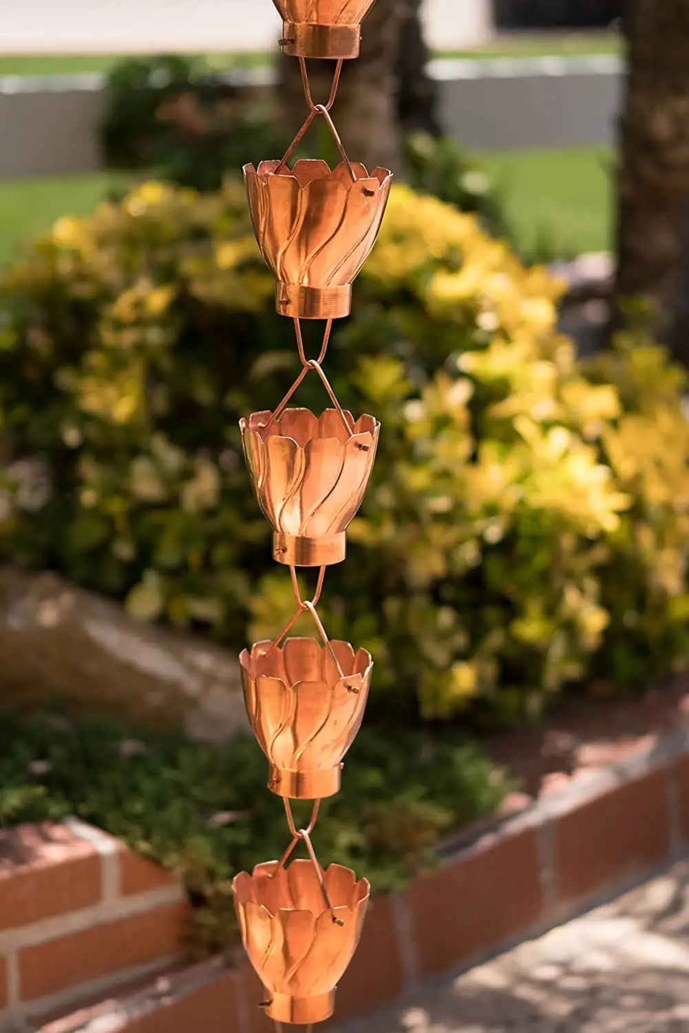 Copper Metal Hammered Bell Design Rain chain Garden suppliers for Home Outdoor Indoor decoration