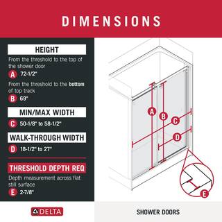 Delta Everly 60 in. x 71 in. Contemporary Sliding Frameless Shower Door in Matte Black with Clear Glass SD5331600