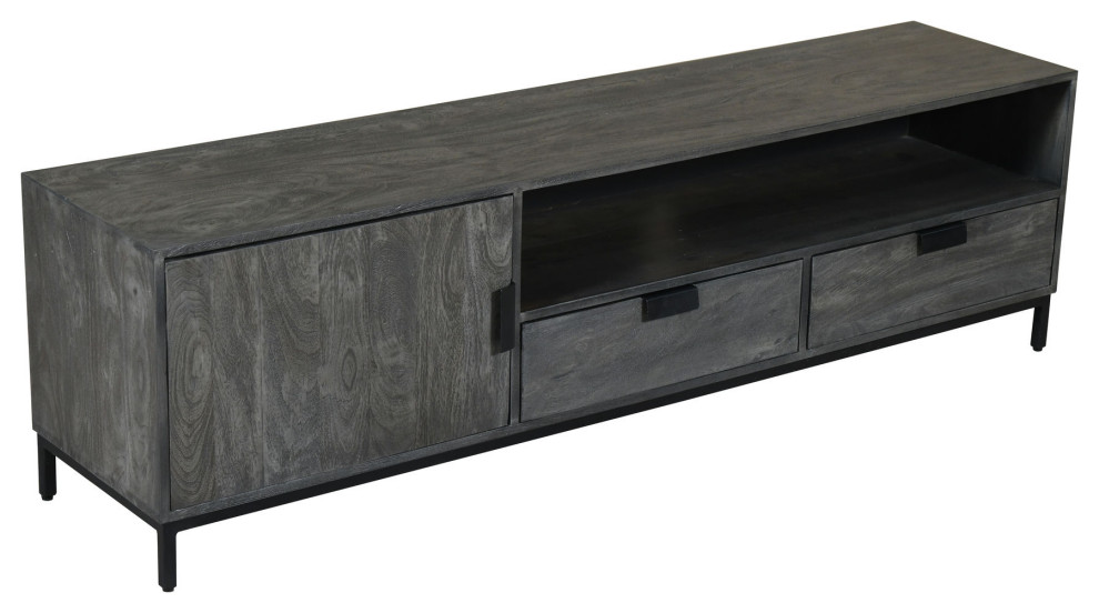 Samuel 69 quotWide Wood Media Console   Industrial   Entertainment Centers And Tv Stands   by Kolibri Decor  Houzz