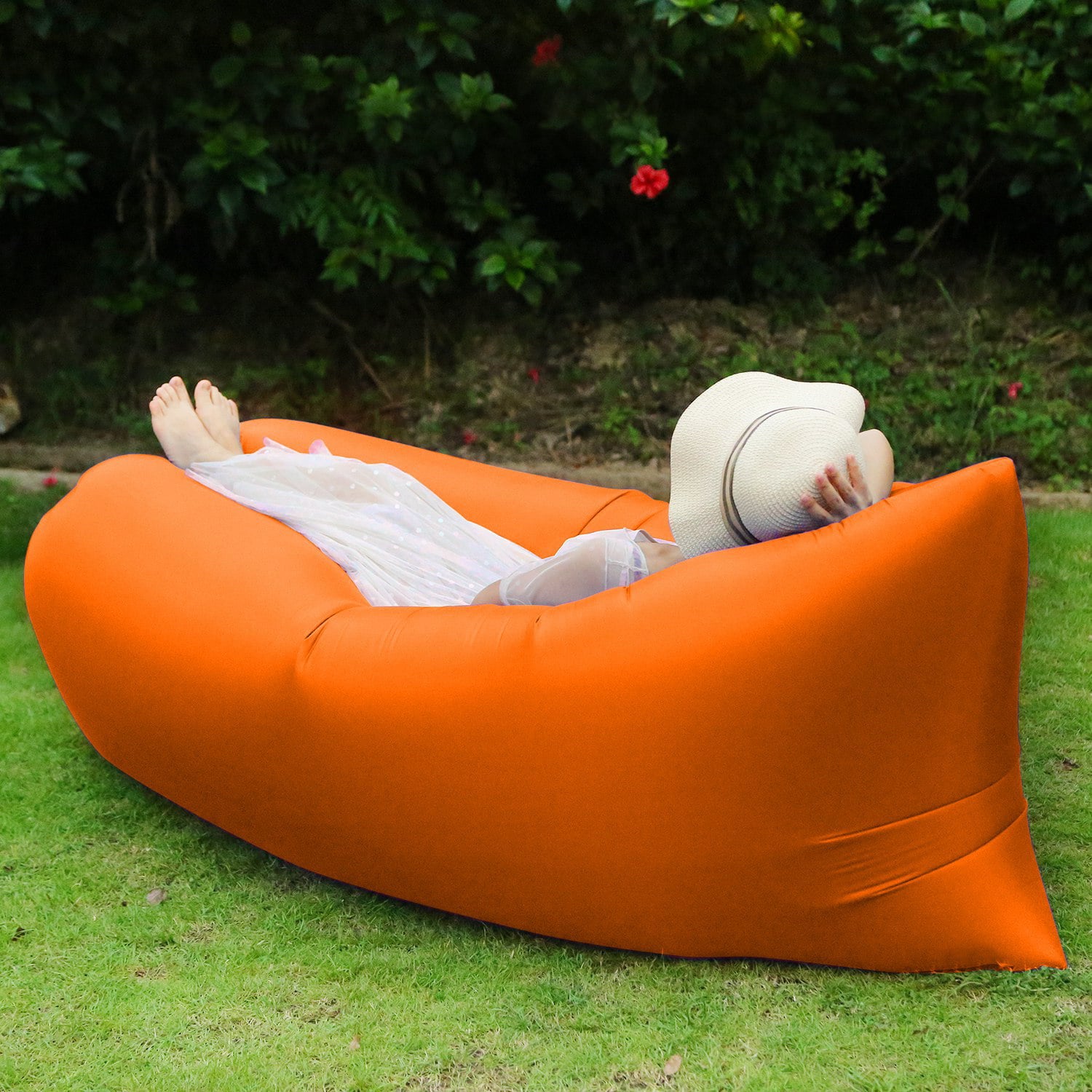 Inflatable Lounger Air Sofa， iMounTEK Portable Inflatable Beach Chair for Camping Hiking Seaside， Inflatable Couch， 75x19.7inch