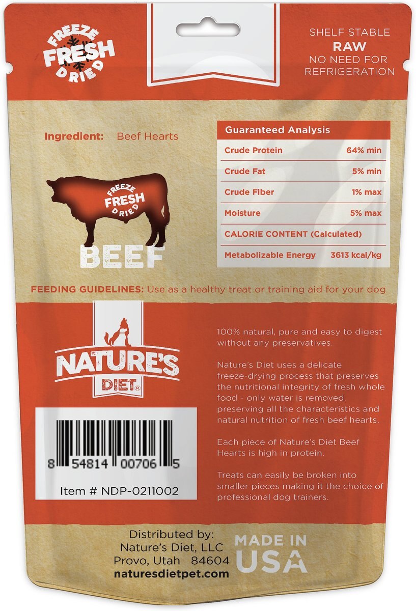 Nature's Diet Beef Heart Raw Freeze-Dried Dog Treats， 4-oz pouch