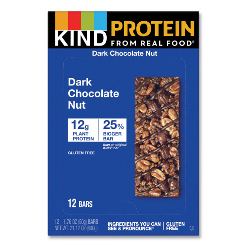 KIND Protein Bars， Double Dark Chocolate， 1.76 oz， 12/Pack (26036)