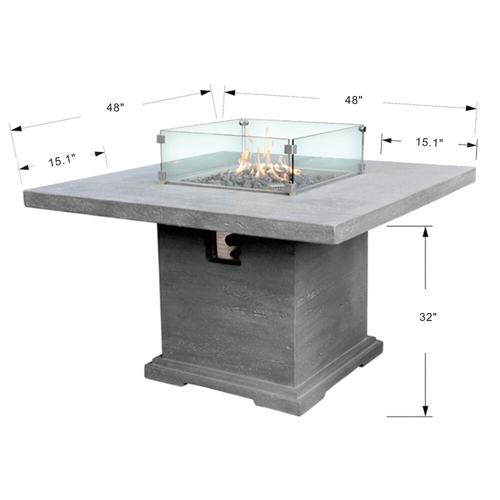 Elementi Birmingham Concrete Dining Table Fire Pit Propane 45 000 BTU