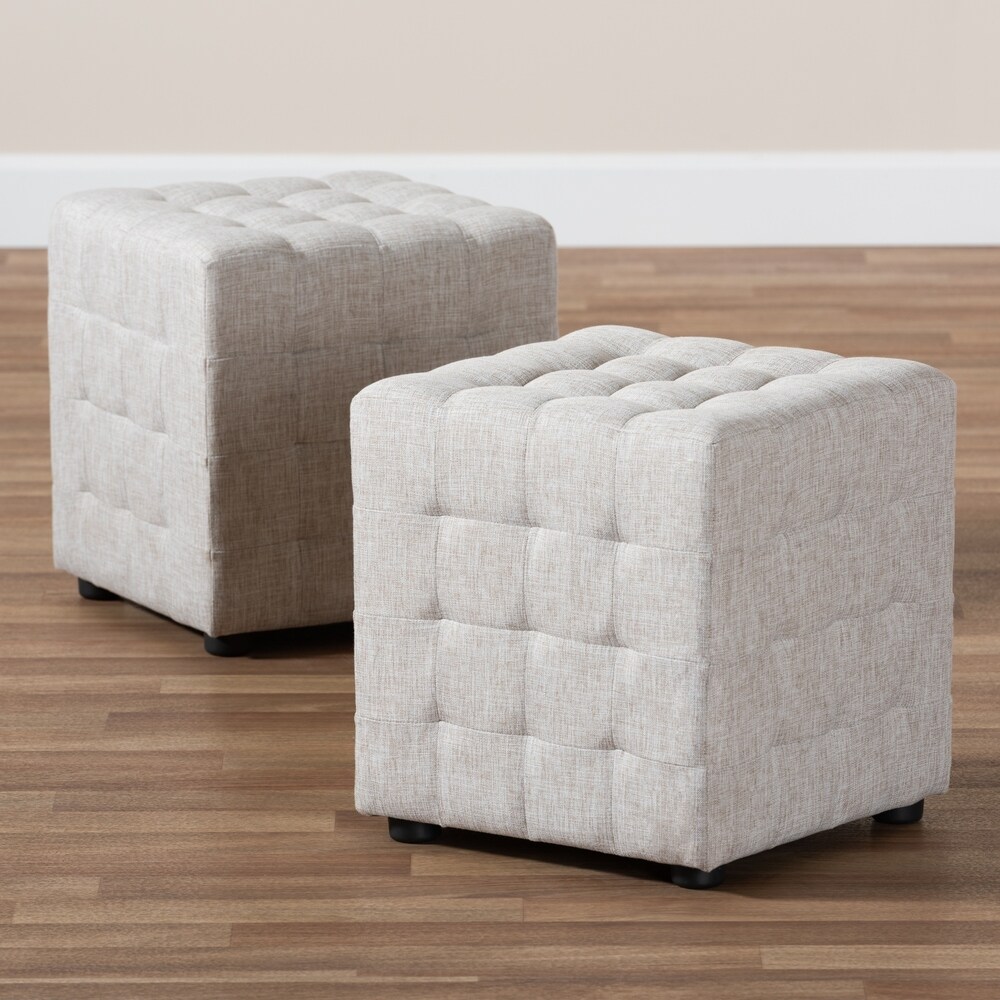 Contemporary Fabric 2 Piece Ottoman Set