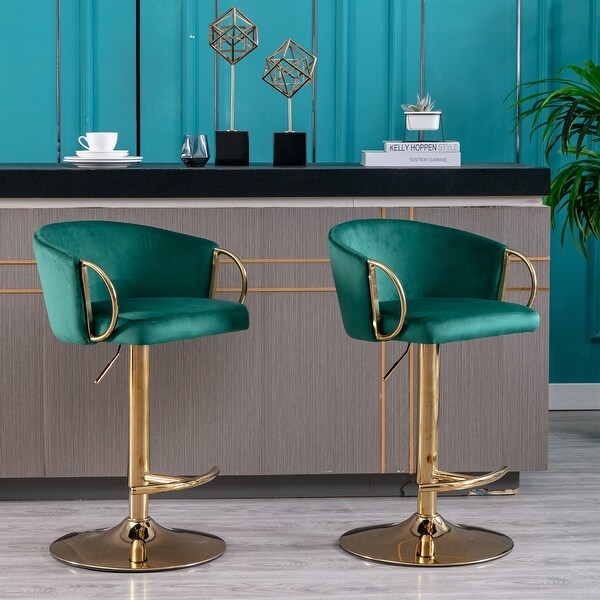 Bar Stools Swivel Height Adjustable Velvet Bar Stool (Set of 2) - 20.47