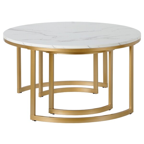 Mitera Round Nested Coffee Table with Faux Marble Top