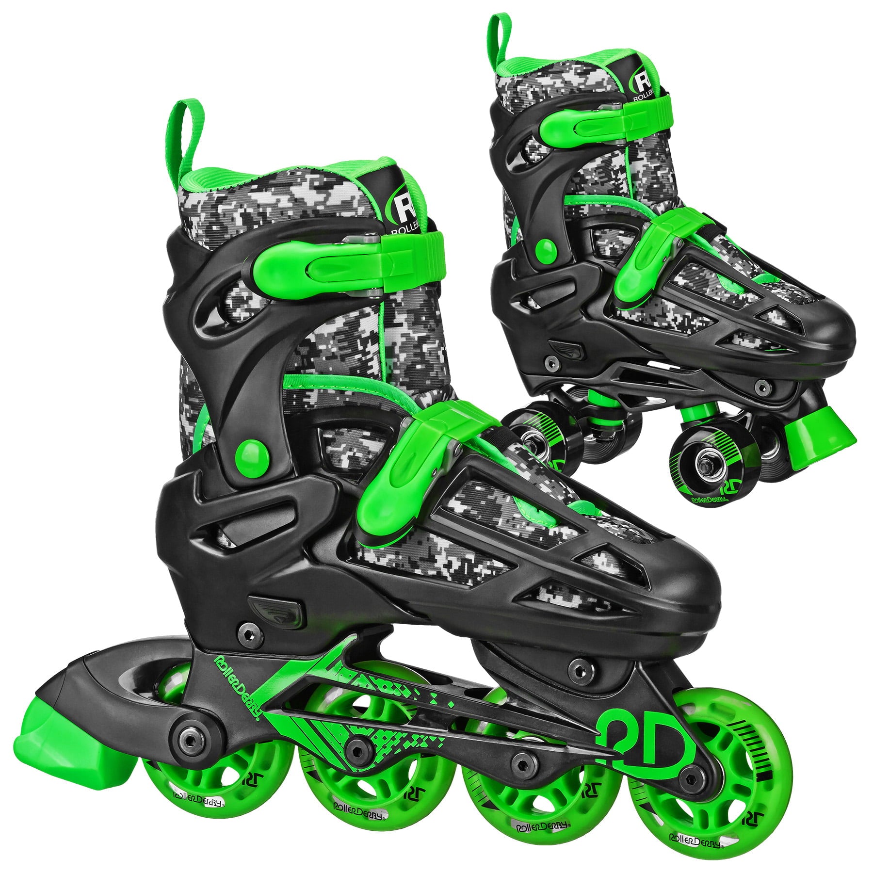 Roller Derby 2n1 Adjustable Boys Skates Small (12-2) Black/Grey