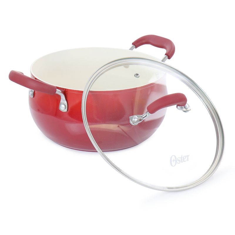 Oster Cocina Corbett 5.4 Quart Nonstick Aluminum Dutch Oven in Red