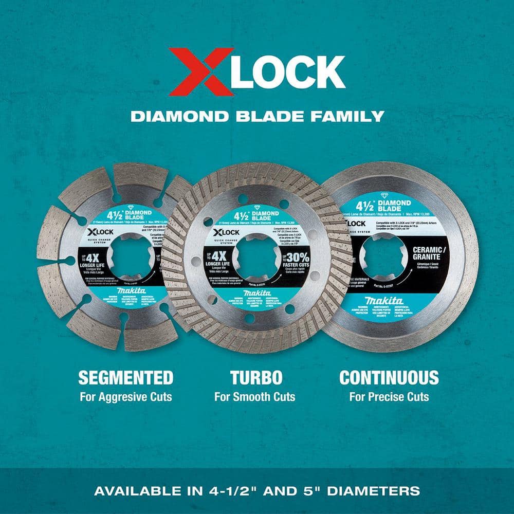 Makita X-LOCK 4-1/2 in. Continuous Rim Diamond Blade for Ceramic and Granite Cutting E-07397