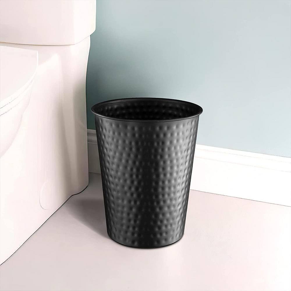 Monarch Abode Monarch Hand Hammered Metal Waste Basket in Matte Black 19128