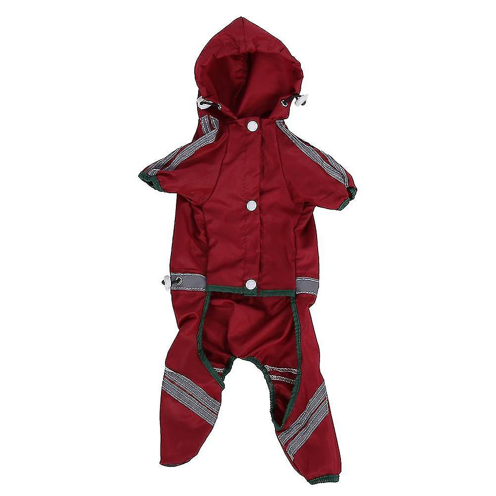 Pet Raincoat Waterproof Jacket Dog Teddy Puppy Chihuahua Hood Outdoor Clothes (Red XL)