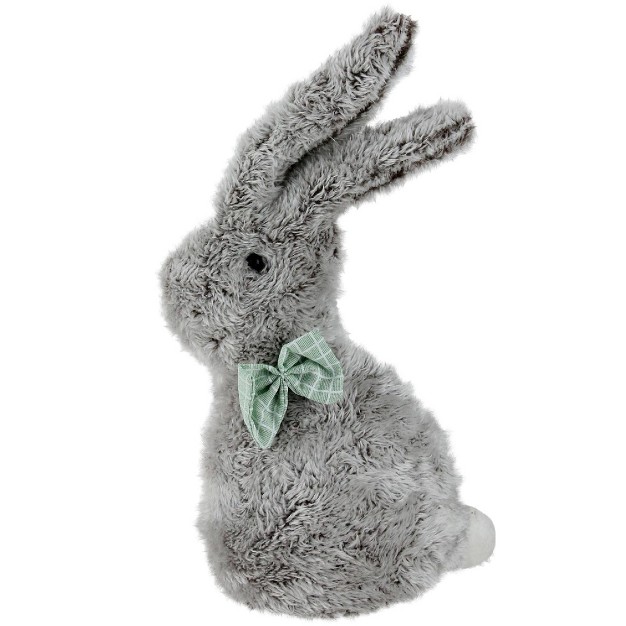 Plush Buny Rabbit With Bow Tie Spring Easter Decoration Gray green