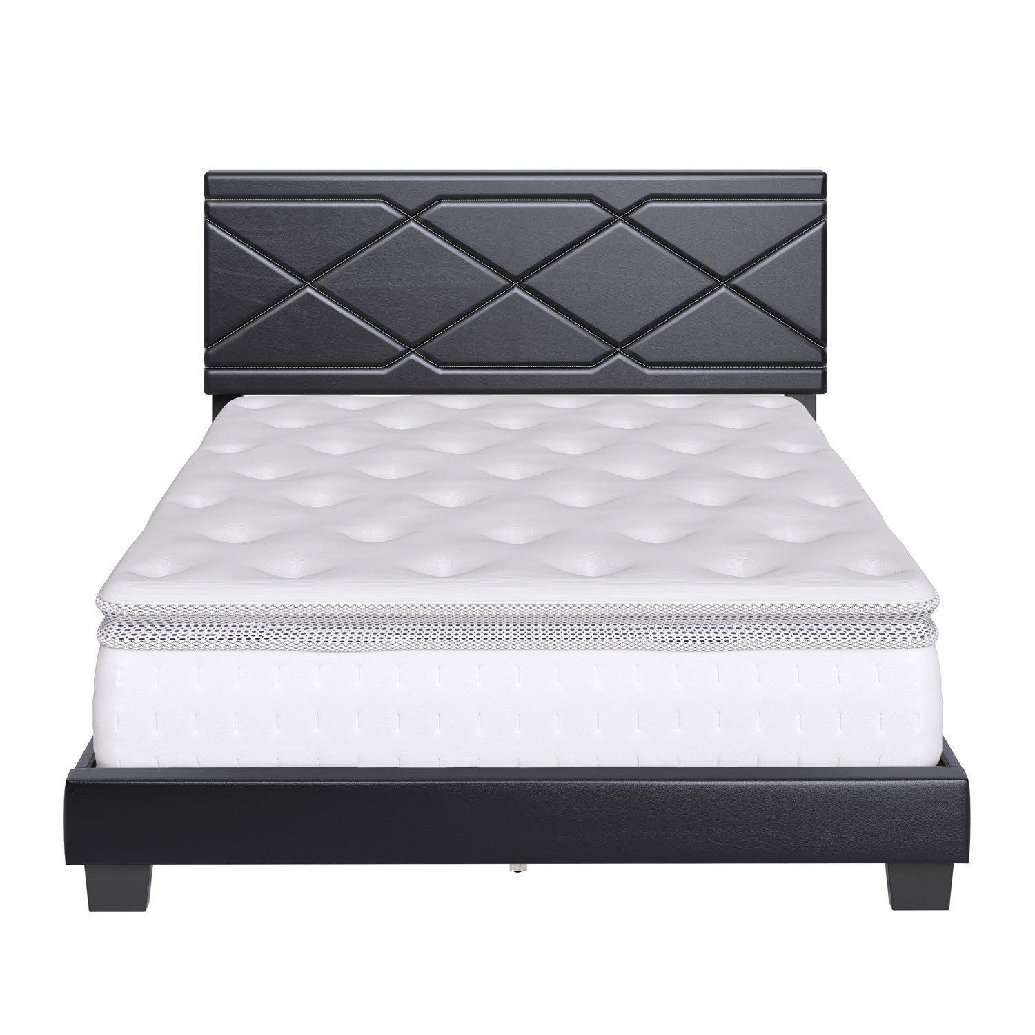 Boyd Sleep Antwerp Faux Leather King Platform Bed Frame and Headboard, Black