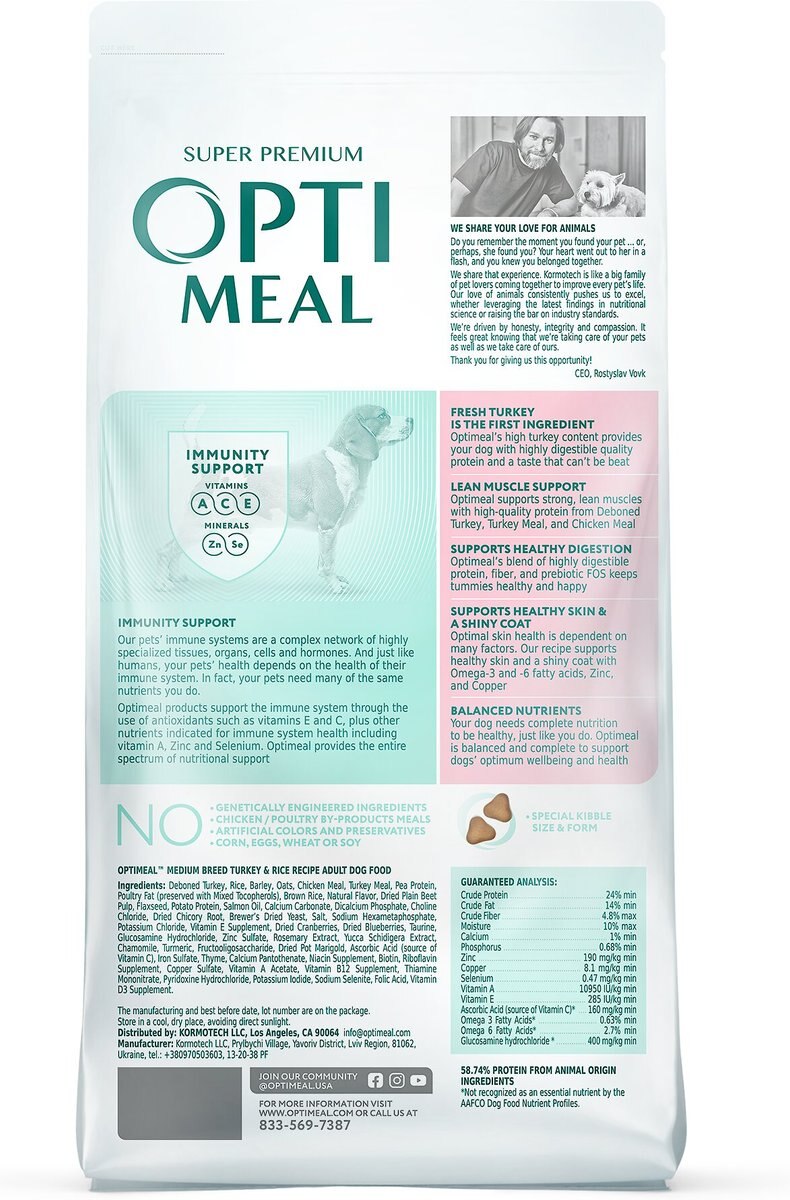 Optimeal Nutrient Balance Turkey and Rice Recipe Medium Breed Dry Dog Food