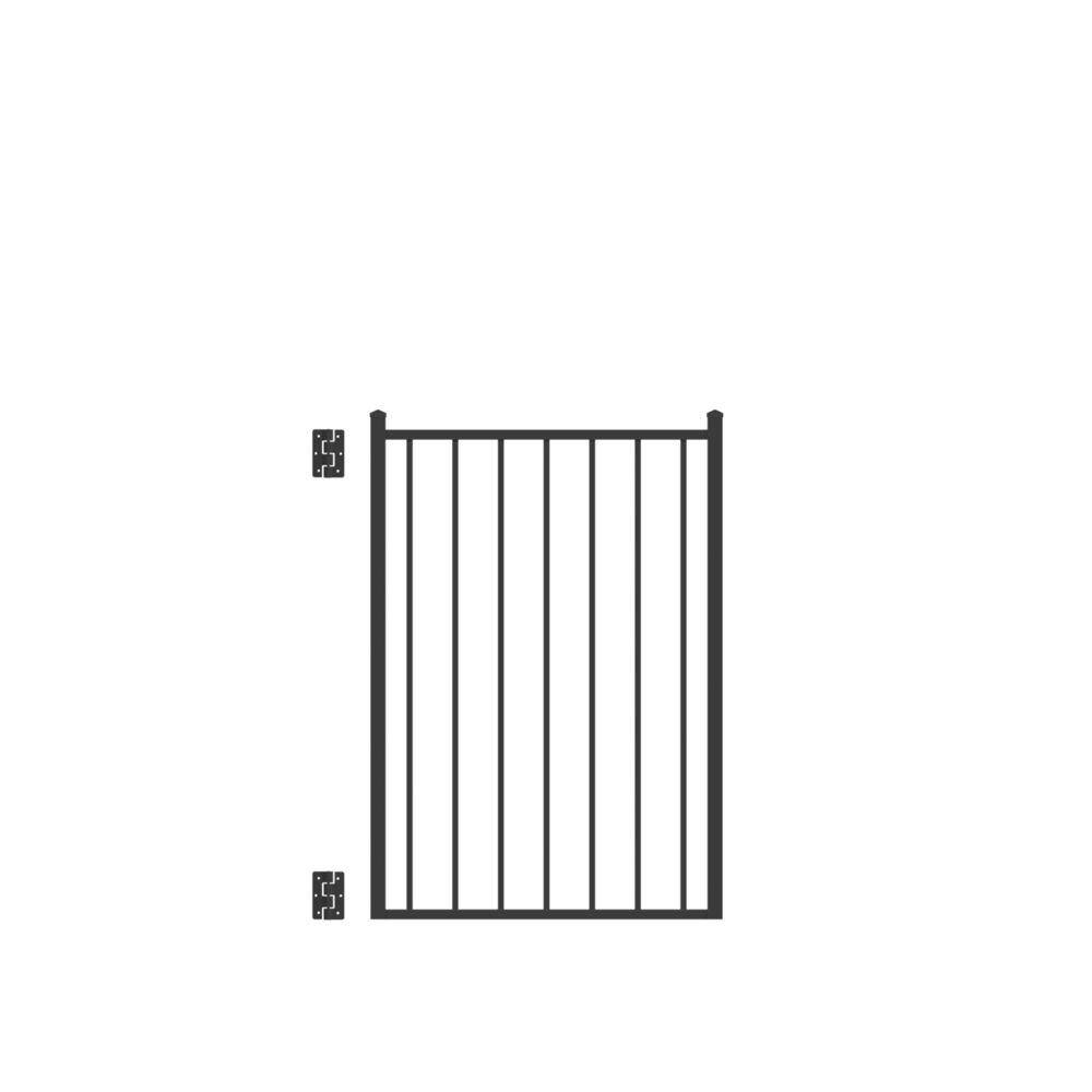 Barrette Outdoor Living Beechmont Standard-Duty 3 ft. W x 4 ft. H Black Aluminum Pre-Assembled Fence Gate 73009452