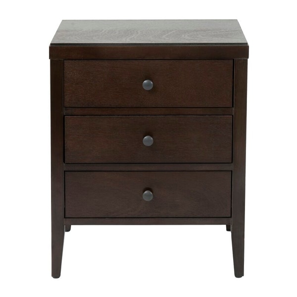 Painted Acacia Wood 3-Drawer Nightstand