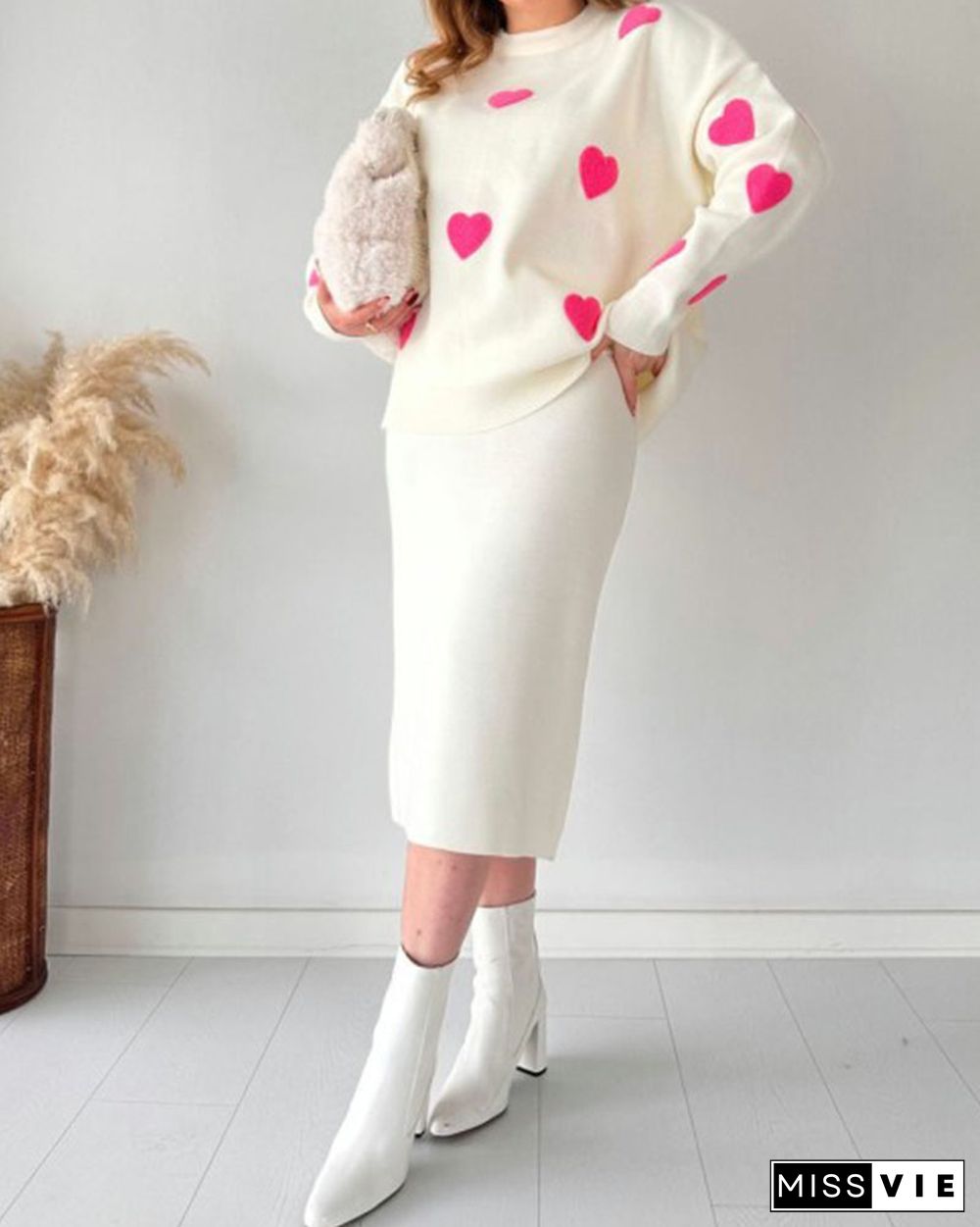 Love knitted skirt two-piece set