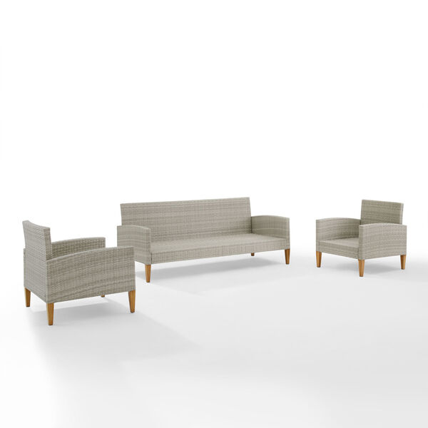 Capella Gray Outdoor Wicker Sofa Set - Sofa and 2 Chair