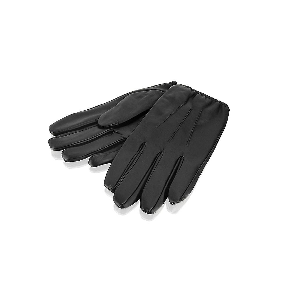 Mens Black Elasticated Driving Glove Leather Gloves