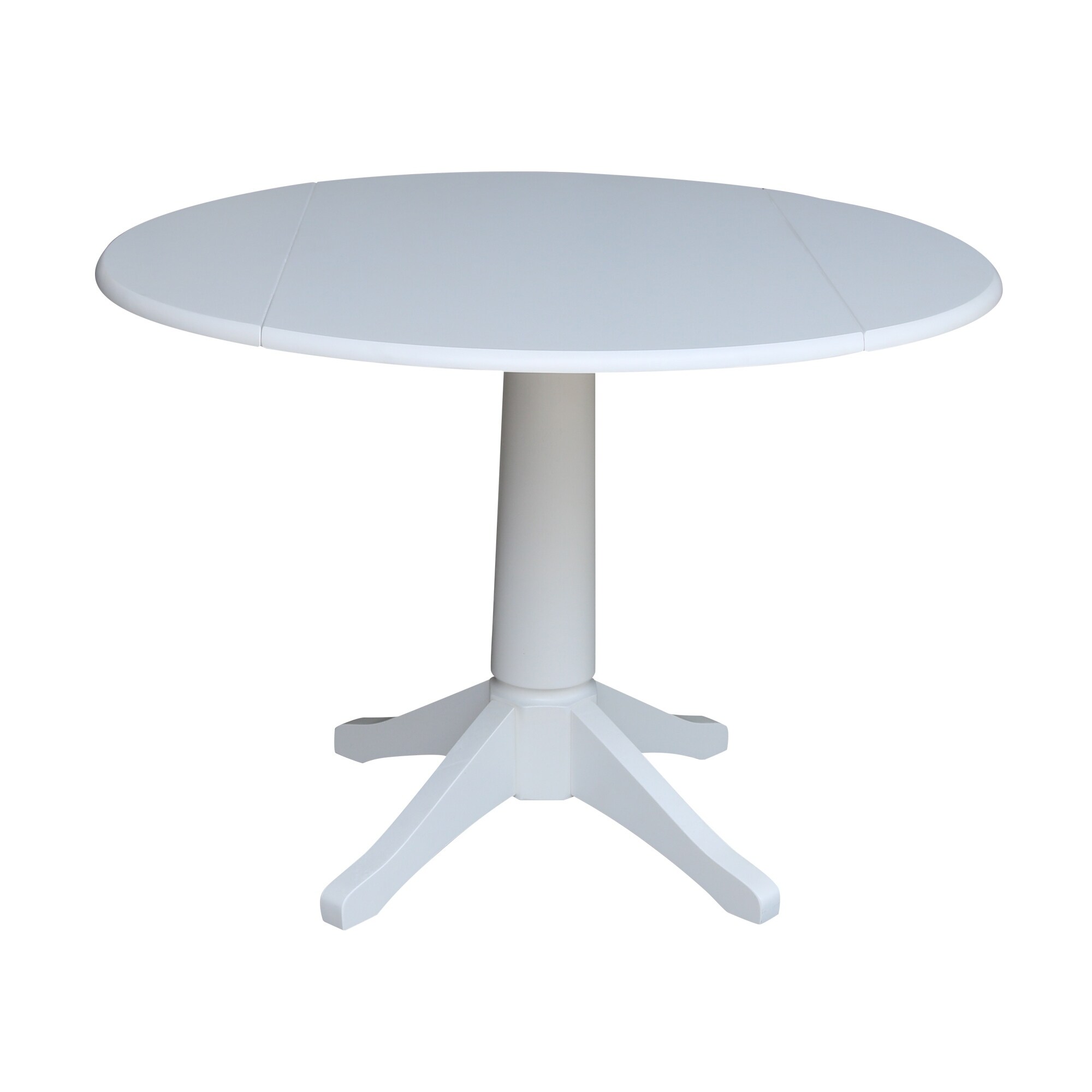 42 in Round Top Dual Drop Leaf Pedestal Table - White