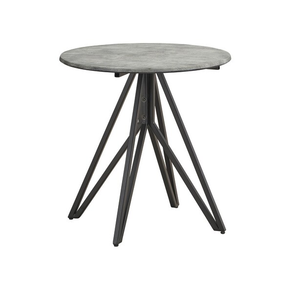 Coaster Furniture Hadi Cement and Gunmetal Round End Table with Hairpin Legs