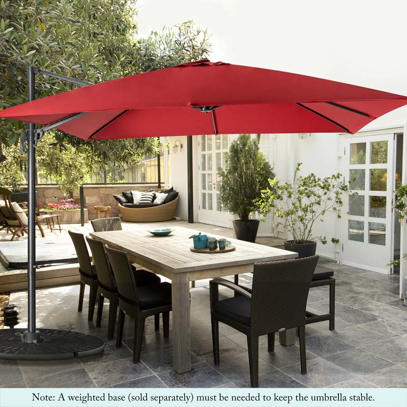 10 x 10 FT Square Patio Umbrella, 3-Tilt Cantilever Offset Umbrella, Large Outdoor Market Umbrella with Crossed Base